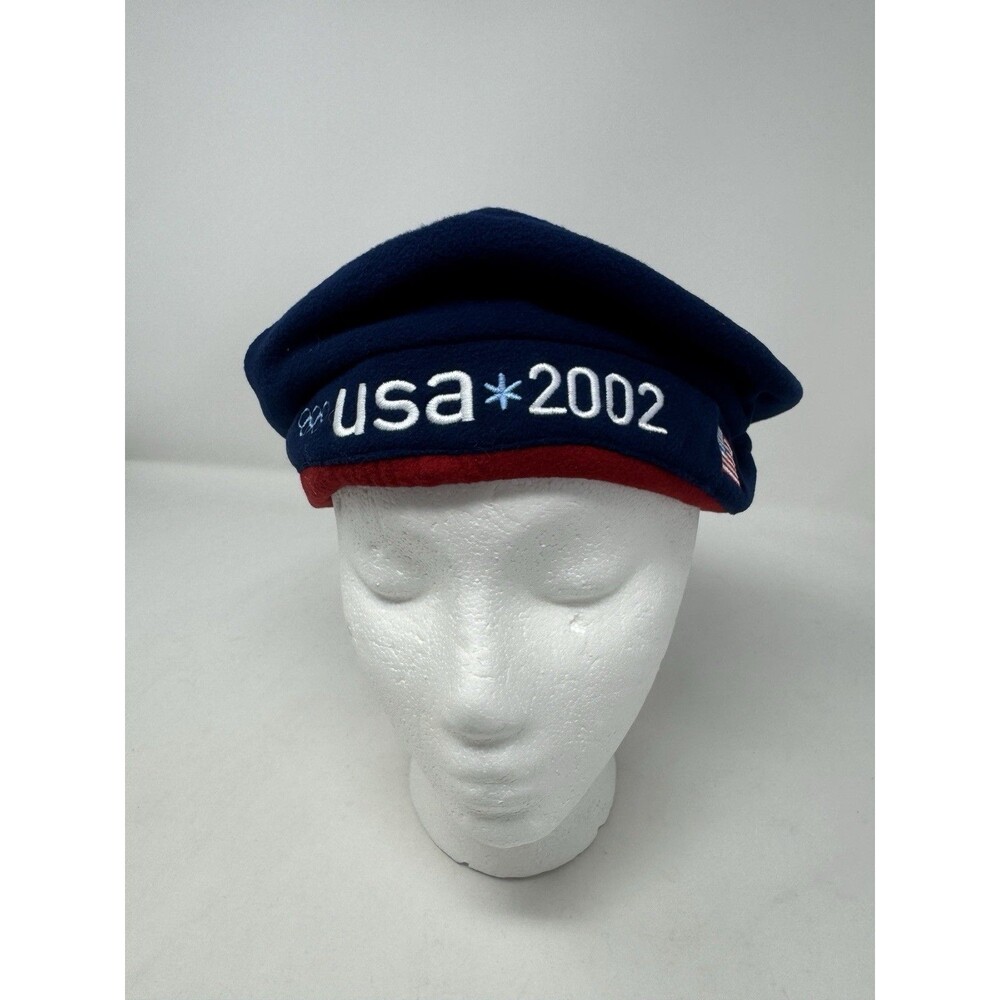 Vintage 2002 ROOTS Olympics Fleece Knit Cap Hat Beanie Beret USA Olympic Team OS